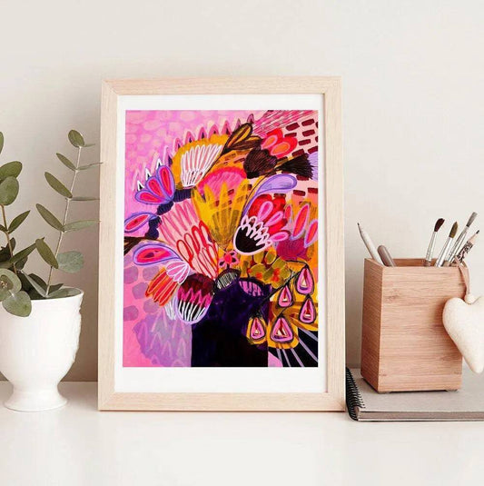 Flowers in Purple Vase Art Print - Kirsten Katz