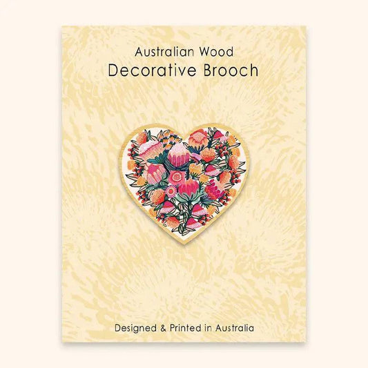 Flowers of Oz Heart Wooden Brooch Kirsten Katz