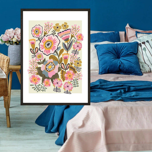 Folk Blooms Wall Art Print Kirsten Katz