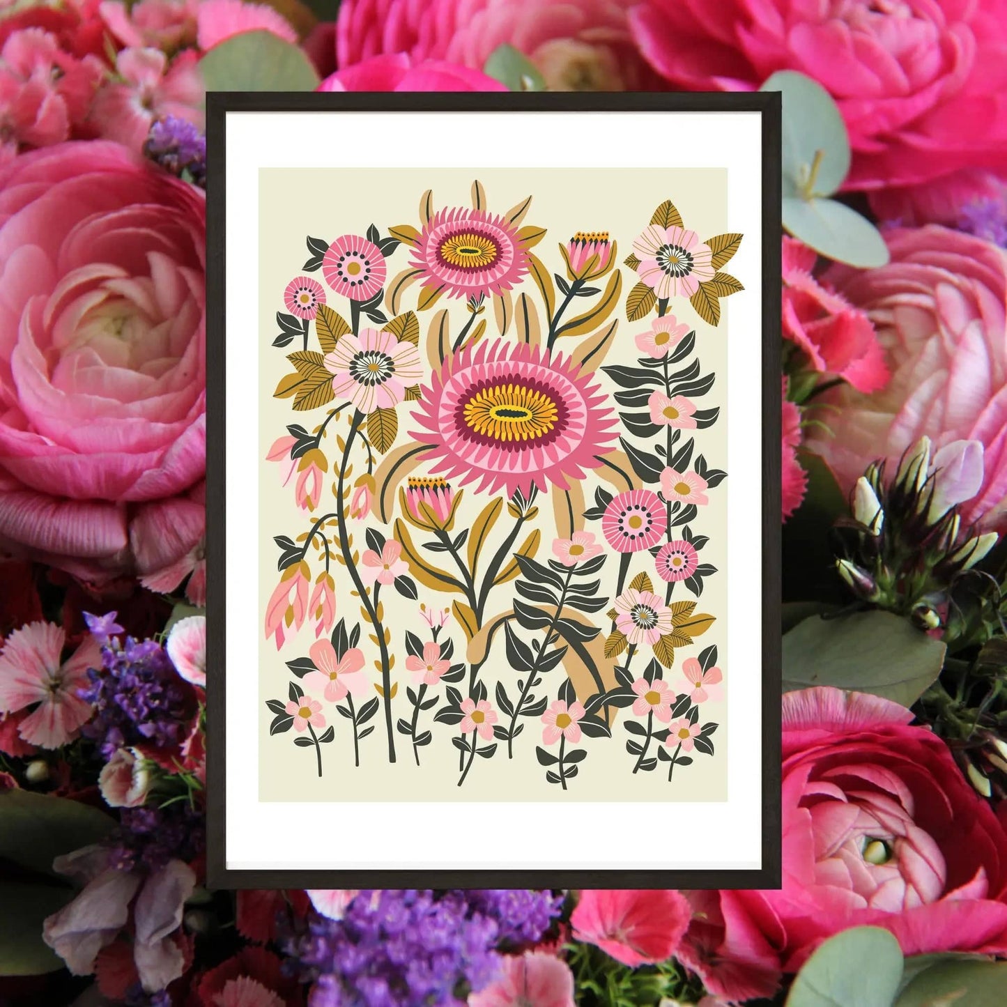 Folk Cottage Garden Wall Art Print Kirsten Katz