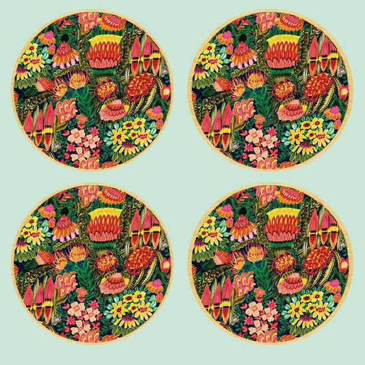 Grevillea Garden Australian Wooden Coaster Set - Kirsten Katz