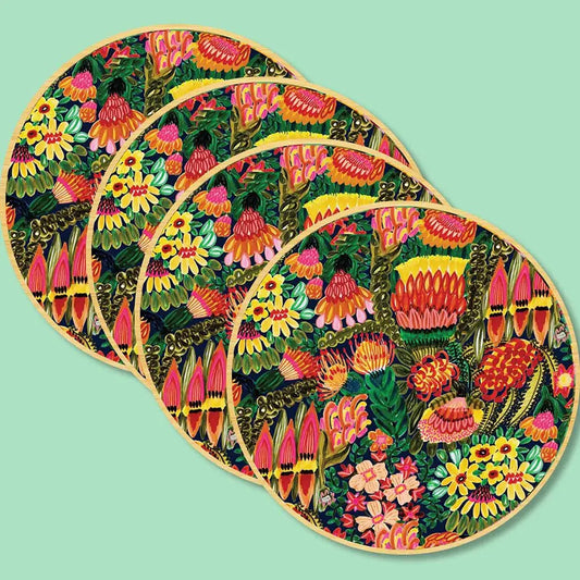 Grevillea Garden Wooden Coaster Set - Kirsten Katz