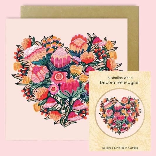 Heart of Flowers Magnet & Card Gift Set - Kirsten Katz