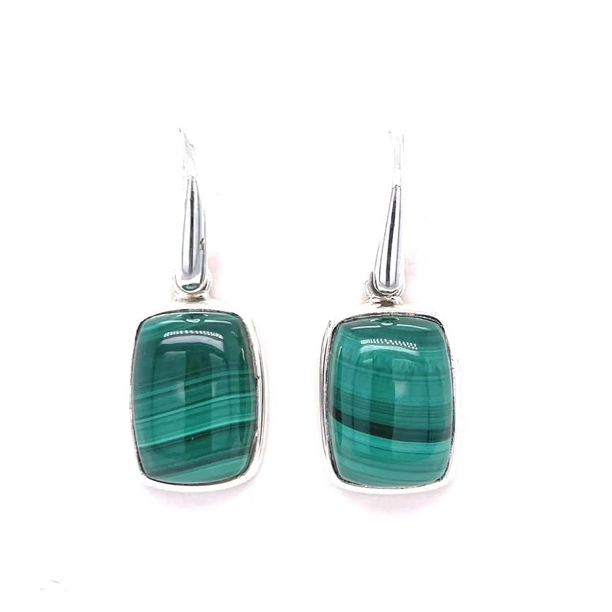 Malachite silver earrings deals