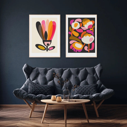 Mid Century Modern Flowers Wall Art Giclee Print Set Kirsten Katz