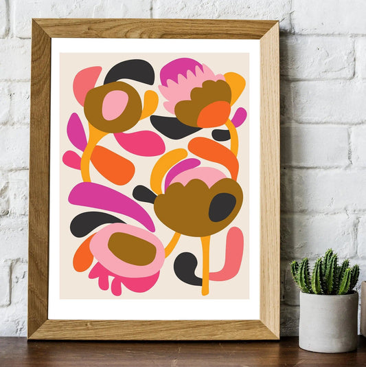 Mid Century Modern Scandinavian Flower Art Print Kirsten Katz