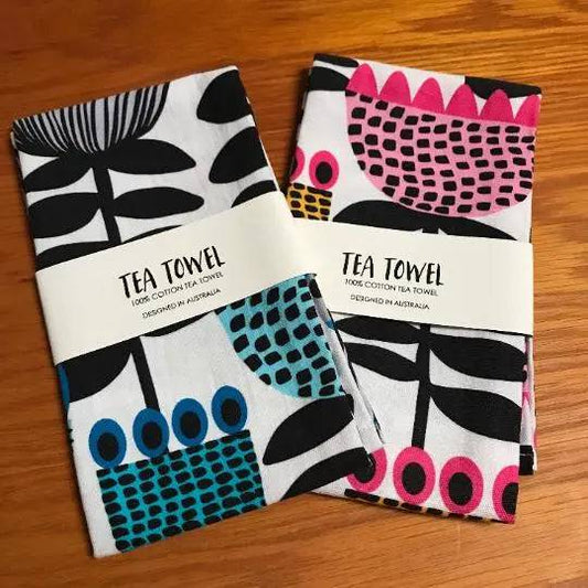 Mid Century Modern Tulips Tea Towel Set Kirsten Katz