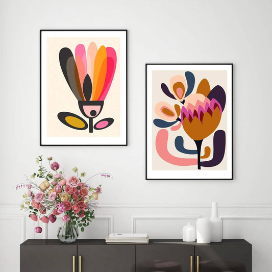 Mid Century Modern Wall Art Giclee Print Set Kirsten Katz