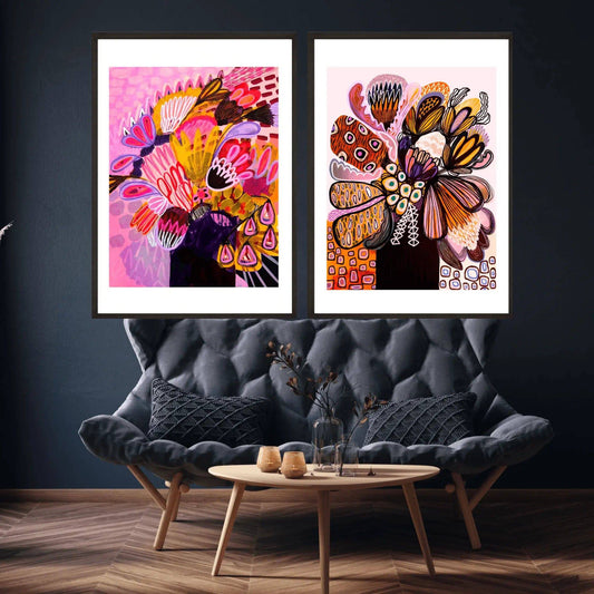 Modern Botanical Paintings Wall Art Print Set Kirsten Katz