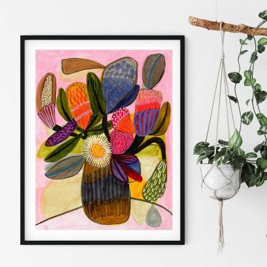 Modern Australian Art Print by Kirsten Katz with native flowers