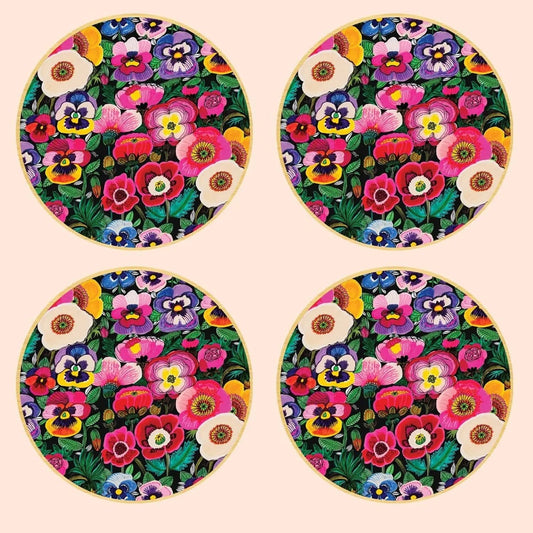 Pansies & Poppies Australian Wooden Coaster Set - Kirsten Katz