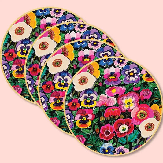 Pansies & Poppies Wooden Coaster Set - Kirsten Katz