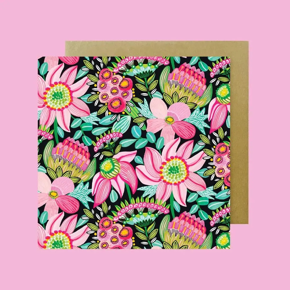 Pastel Pink Flowers Magnet & Card Gift Set - Kirsten Katz