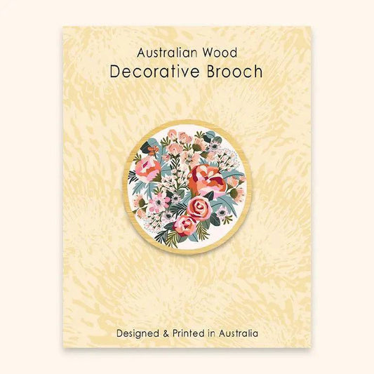 Peonies Wooden Brooch Kirsten Katz