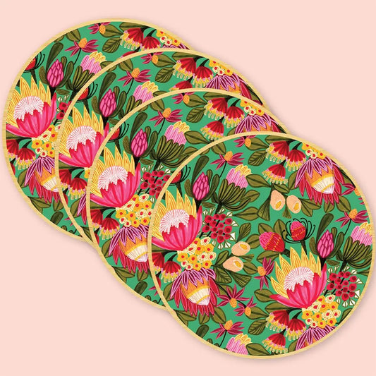 Protea Flowers Australian Wooden Coasters - Kirsten Katz