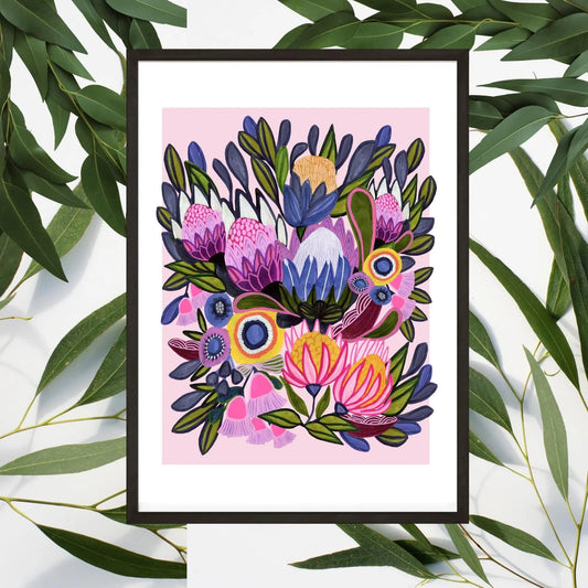 Protea Magnifica Modern Wall Art Print of an Original Painting by Australian artist Kirsten Katz