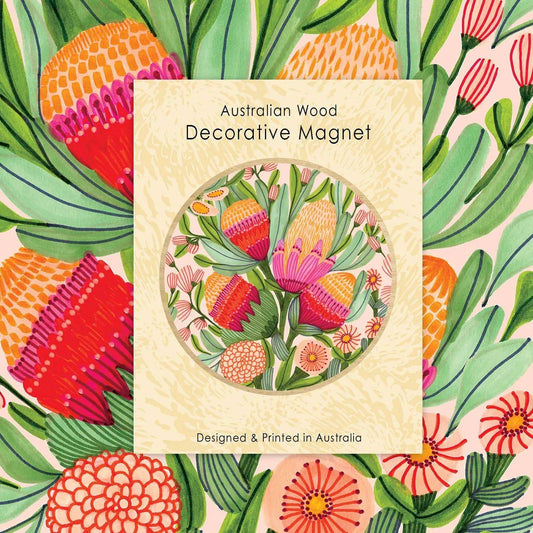 Proteas Gum Blossoms Magnet & Card Set Kirsten Katz