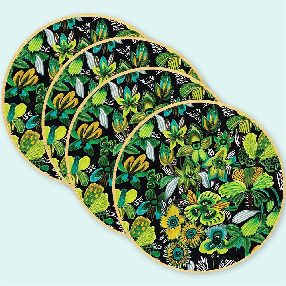 Rainforest Flowers Australian Wooden Coaster & Napkin Set - Kirsten Katz