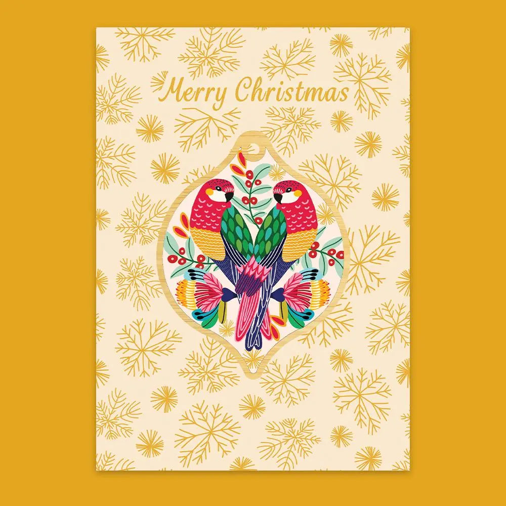 Rosella Birds Christmas Card & Bauble Kirsten Katz