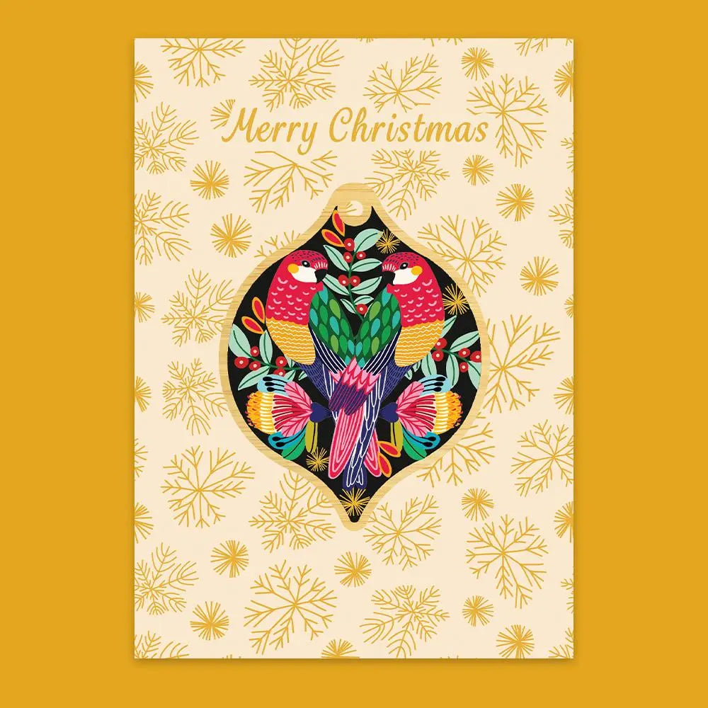 Rosella Birds Christmas Card & Bauble Kirsten Katz