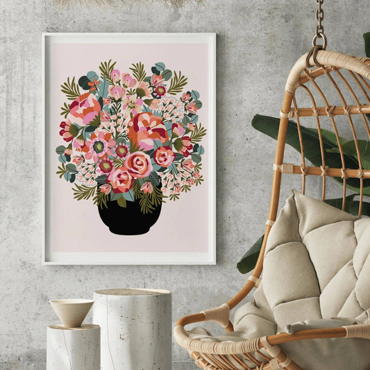 Roses and Peonies Flowers Art Print Kirsten Katz