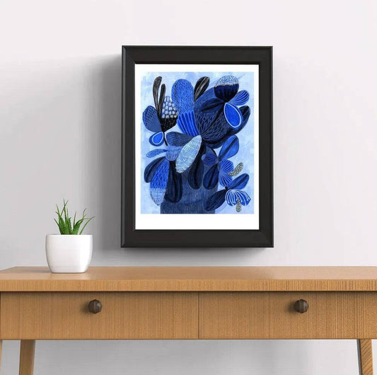 Wild Blue Bunch Abstract Art Print - Kirsten Katz