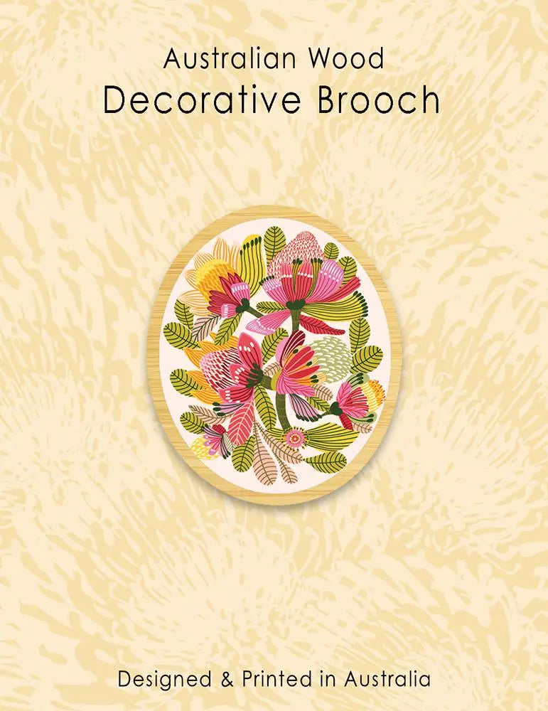 Wild Proteas Wooden Brooch - Kirsten Katz