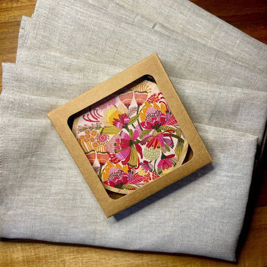 Wild Proteas Wooden Coaster & Napkin Set - Kirsten Katz