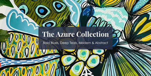 Azure Collection — bold blues, deep teals and modern abstract botanical art by Kirsten Katz