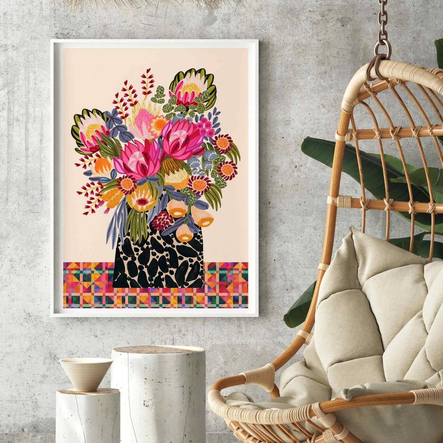 Birthday Bouquet botanical wall art print by Australian artist Kirsten Katz
