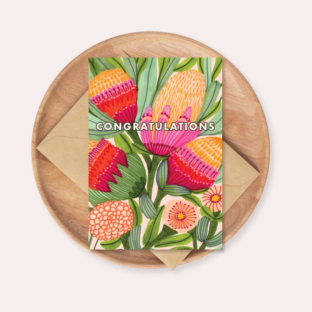 Congratulations Card – Protea Flowers |Australian Made - Kirsten Katz