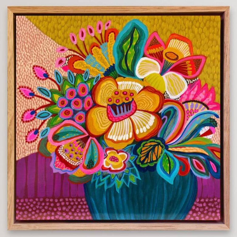 Radiant Spring original painting by Kirsten Katz, expressive floral artwork inspired by a spring garden in bloom