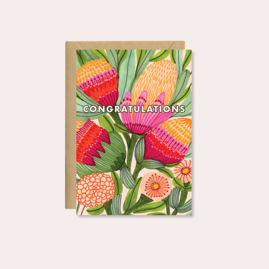 Congratulations Card – Protea Flowers |Australian Made - Kirsten Katz