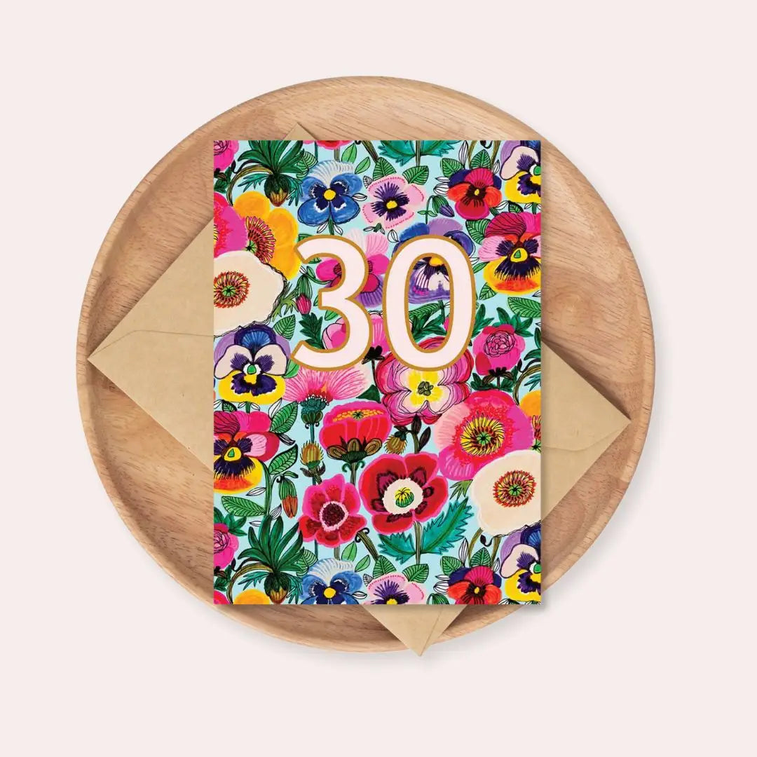 30th Birthday Card – Peony & Poppy Flowers | Made in Australia  Kirsten Katz