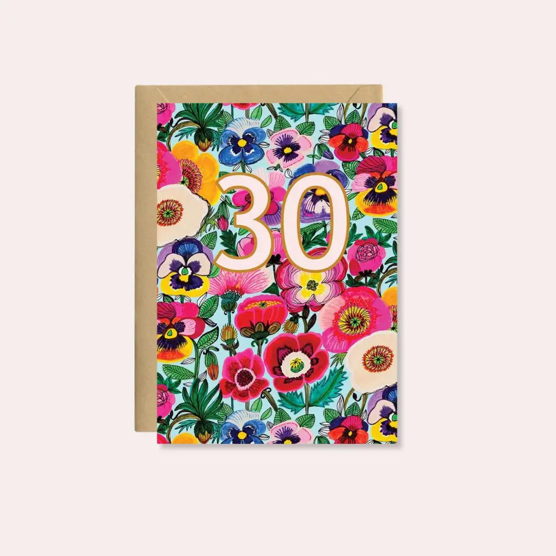 30th Birthday Card – Peony & Poppy Flowers | Made in Australia  Kirsten Katz