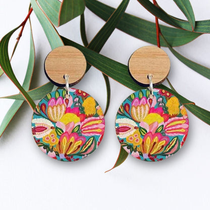 Sugarplum Flowers Wooden Earrings Kirsten Katz
