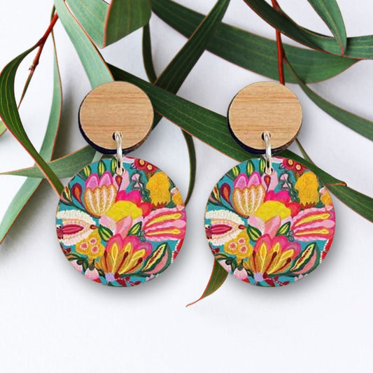 Sugarplum Flowers Wooden Earrings Kirsten Katz