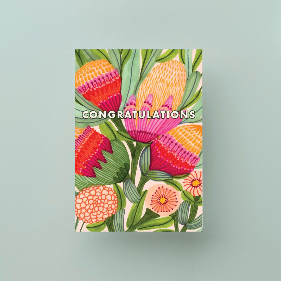 Congratulations Card – Protea Flowers |Australian Made - Kirsten Katz