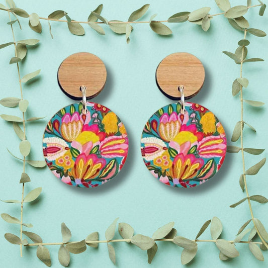 Sugarplum Flowers Wooden Earrings Kirsten Katz