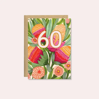 60th Birthday Card – Protea Flowers  Kirsten Katz