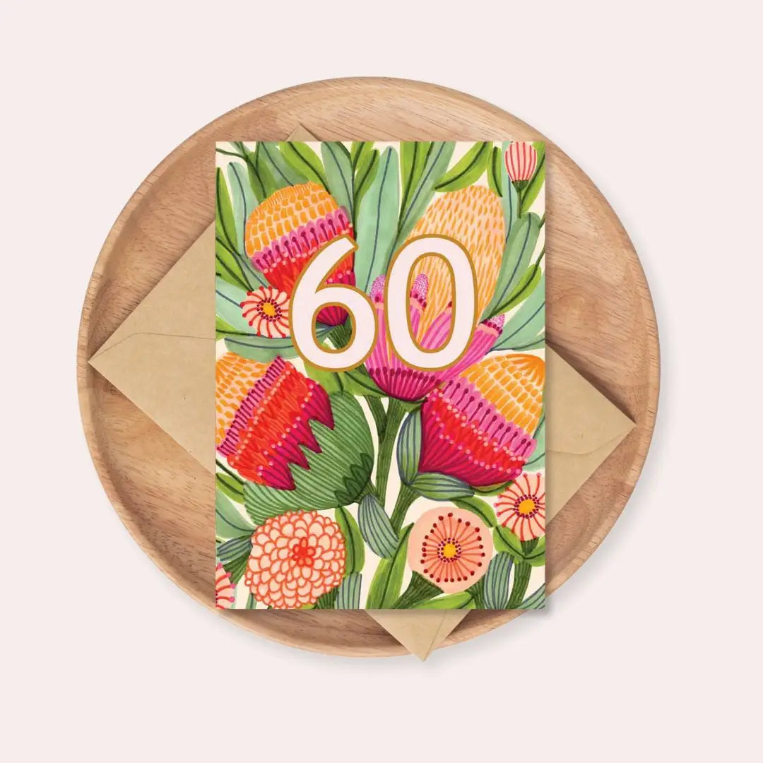 60th Birthday Card – Protea Flowers  Kirsten Katz