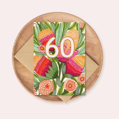 60th Birthday Card – Protea Flowers  Kirsten Katz