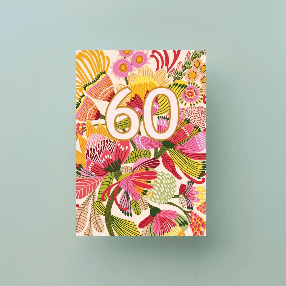 60th Birthday Card – Wild Proteas  Kirsten Katz