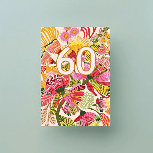 60th Birthday Card – Wild Proteas  Kirsten Katz