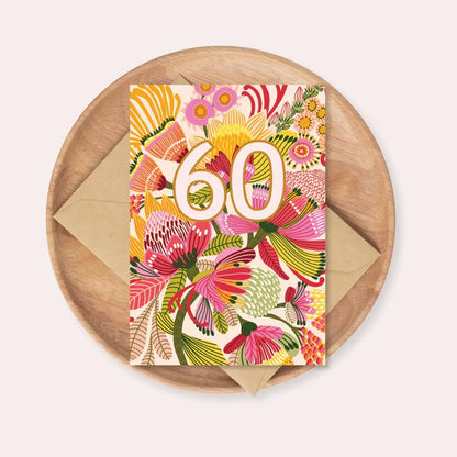60th Birthday Card – Wild Proteas  Kirsten Katz