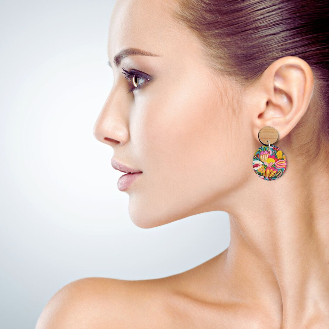 Sugarplum Flowers Wooden Earrings Kirsten Katz