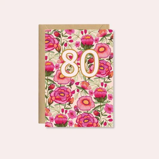 80th Birthday Card – Peony Flowers  Kirsten Katz