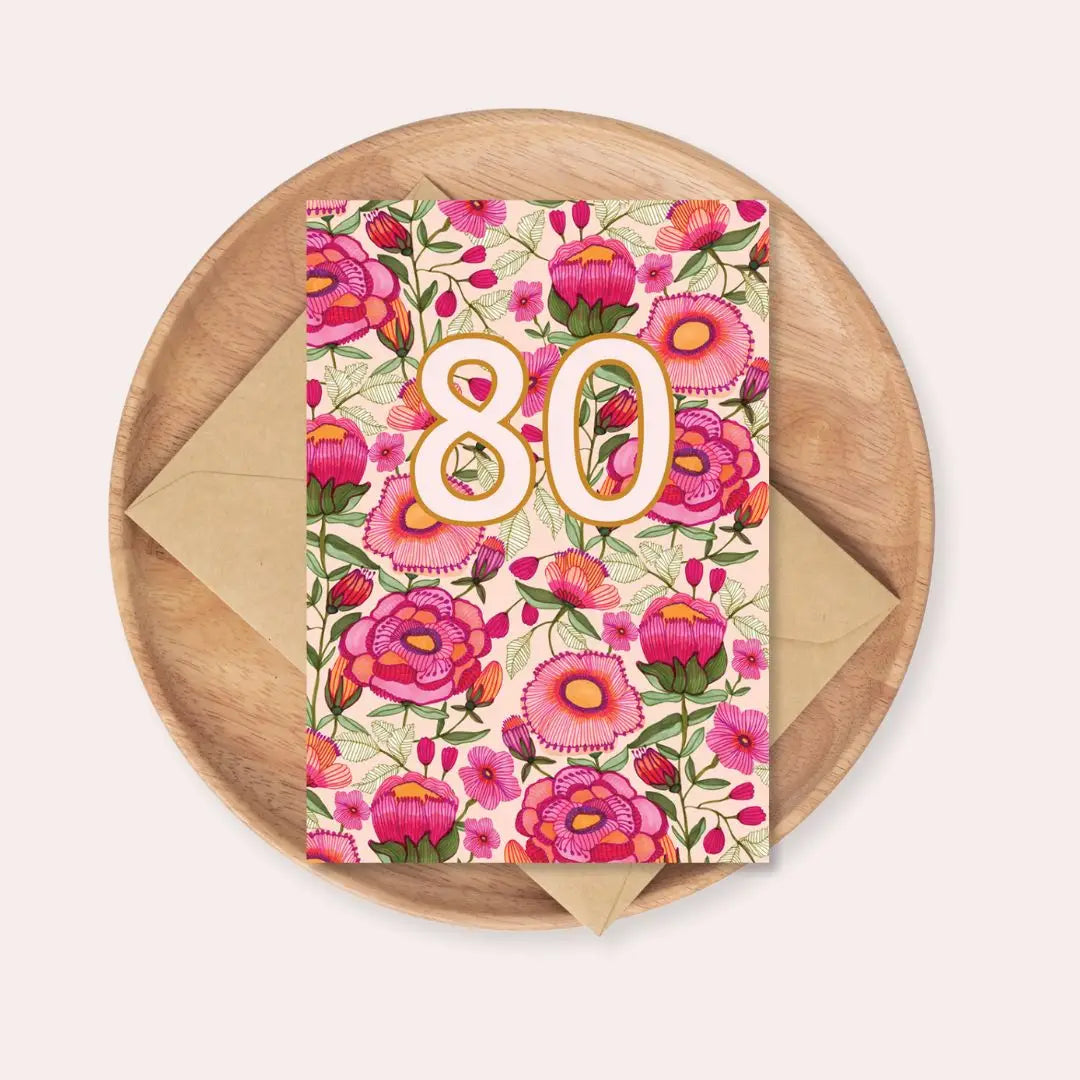 80th Birthday Card – Peony Flowers  Kirsten Katz