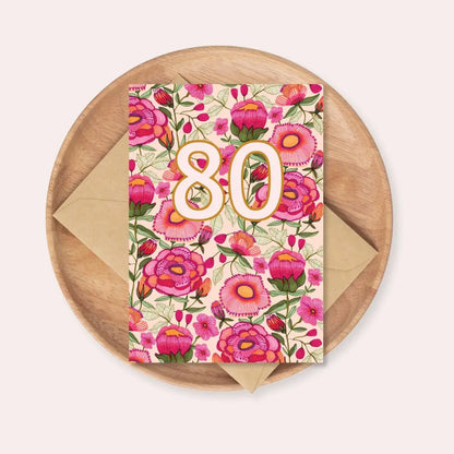 80th Birthday Card – Peony Flowers  Kirsten Katz