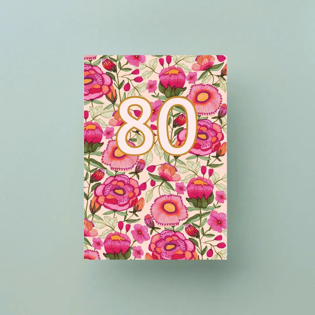 80th Birthday Card – Peony Flowers  Kirsten Katz